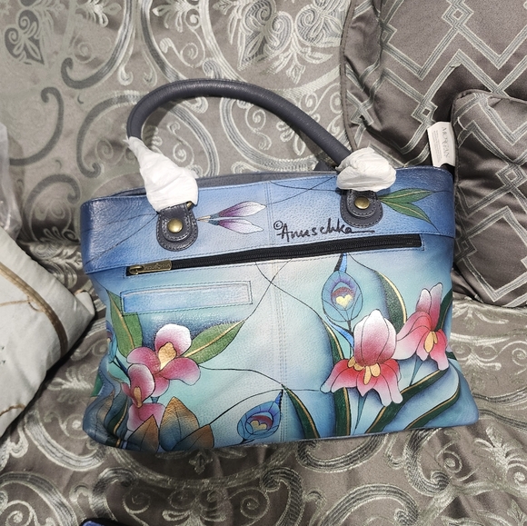 Anuschka Midnight Peacock Purse And Wallet  Handpainted Genuine Leather - Picture 15 of 15